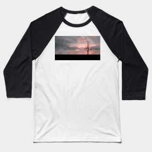 Crow Perched on a Tree Branch Silhouette Baseball T-Shirt